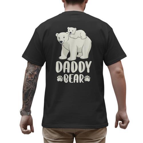 Daddy Bear And Cub Polar Bear Men's Back Print T-Shirt - Father's Day Fun