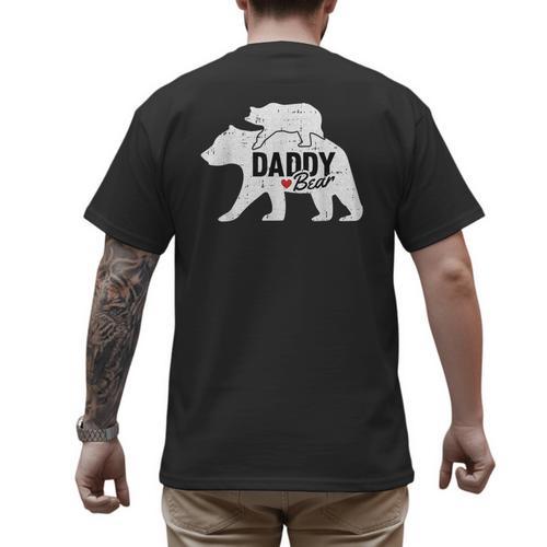 Daddy Bear Fathers Day Cute Baby Cub Papa Dad-a Pops Small Men's Back Print T-Shirt - Father's Day Fun