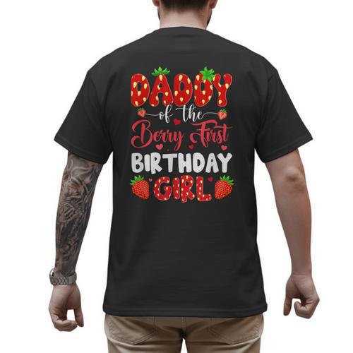 Daddy Of The Berry First Birthday Of Girl Strawberry Men's Back Print T-Shirt - Father's Day Fun