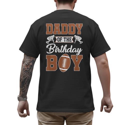 Daddy Of The Birthday Boy Football Party Family Matching Men's Back Print T-Shirt - Father's Day Fun