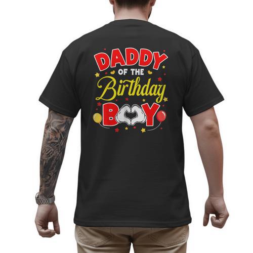 Daddy Of The Birthday Boy Matching Dad Son Family Birthday Men's Back Print T-Shirt - Father's Day Fun