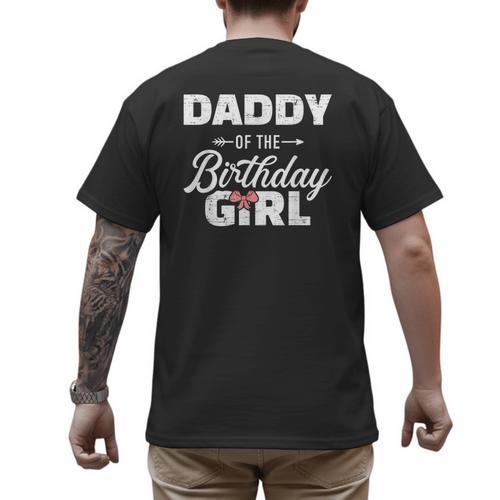 Daddy Of The Birthday Daughter Girl Matching Family For Dad Men's Back Print T-Shirt - Father's Day Fun