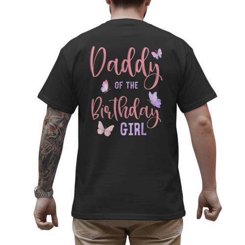 Daddy Of The Birthday Girl Butterfly Party Matching Family Men's Back Print T-Shirt - Father's Day Fun