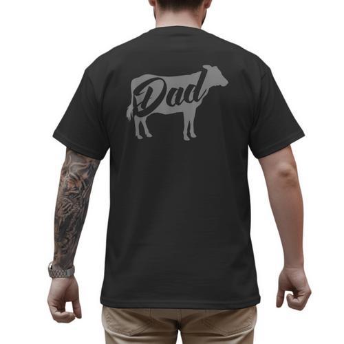 Daddy Cow For Dad's Who Lover Cows Men's Back Print T-Shirt - Father's Day Fun