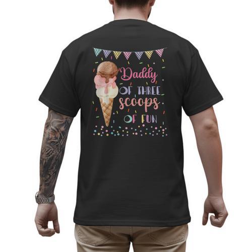 Daddy Dad Ice Cream Third Birthday Three Scoops Of Fun Men's Back Print T-Shirt - Father's Day Fun