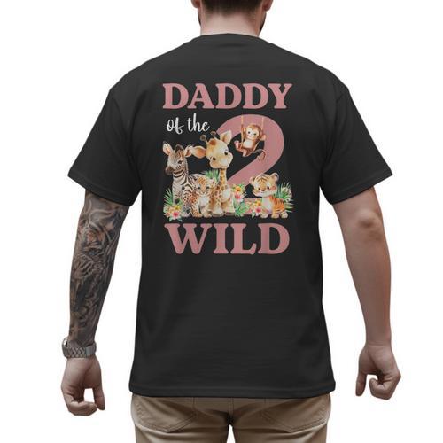 Daddy Of The Two Wild Zoo 2nd Birthday Safari Jungle Animal Men's Back Print T-Shirt - Father's Day Fun