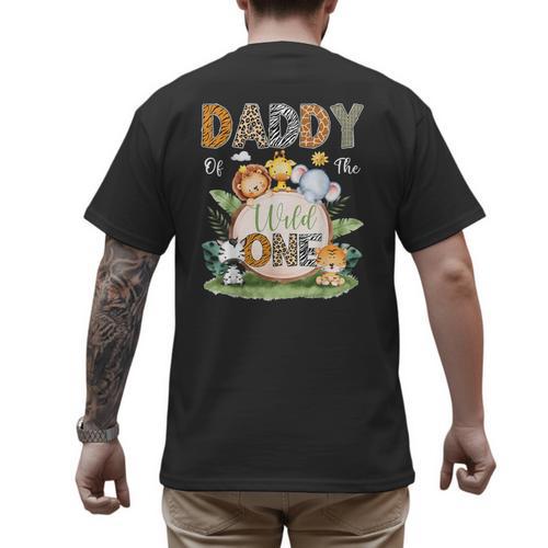 Daddy Of The Wild One 1St Birthday Kids Safari Jungle Men's Back Print T-Shirt - Father's Day Fun