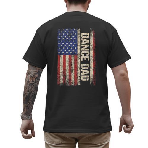 Dance Dad US American Flag Shirt Dancer Dancing Father Men Men's Back Print T-Shirt - Father's Day Fun