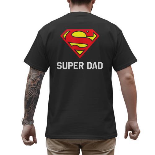 DC Comics Superman Father's Day Super Dad Logo Men's Back Print T-Shirt - Father's Day Fun