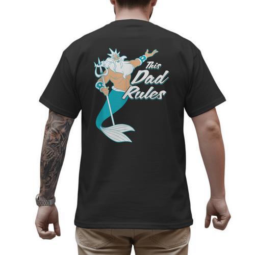 Disney The Little Mermaid King Triton Dad Men's Back Print T-Shirt - Father's Day Fun