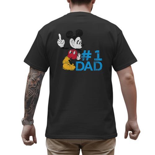 Disney Mickey Mouse Father's Day 1 Dad Men's Back Print T-Shirt - Father's Day Fun