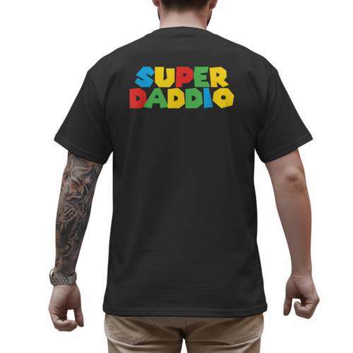 Fatherly Powers Unleashed Gamer Super Dad From Wife & Kids Men's Back Print T-Shirt - Father's Day Fun