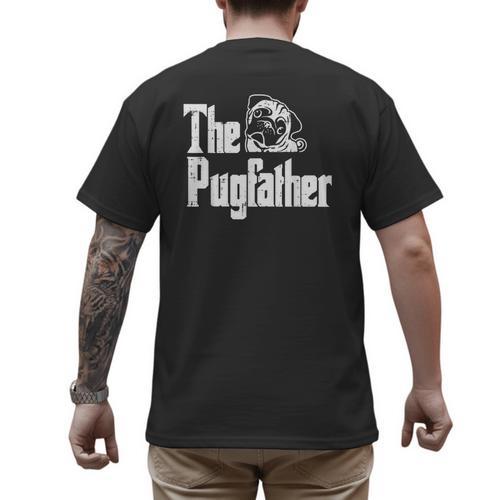 Fathers Day The Pug Father Pug Daddy Papa Fur Dad Dog Owner Men's Back Print T-Shirt - Father's Day Fun