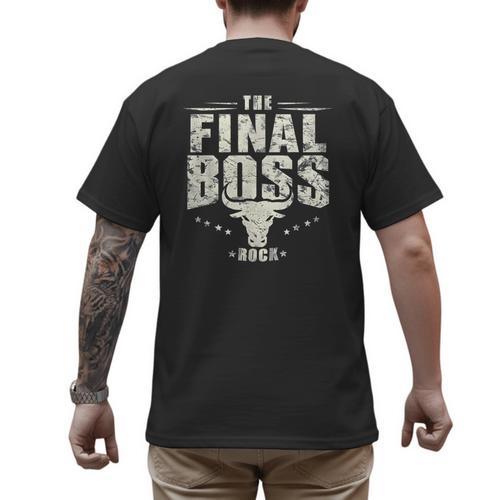 The Final Boss Vintage Rock Bull Fun Tee For Strong Dads Men's Back Print T-Shirt - Father's Day Fun