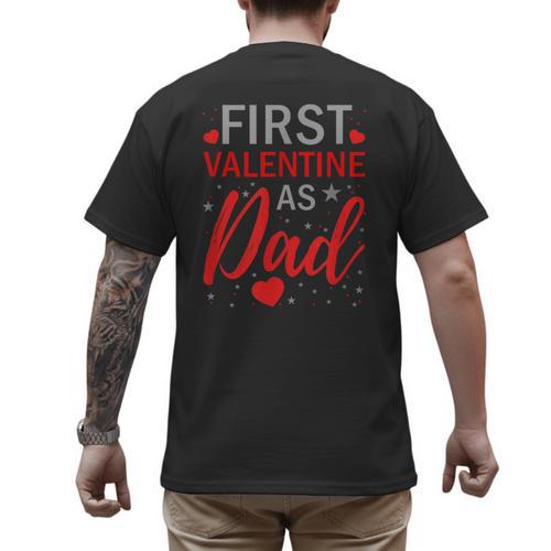My First Valentine As Dad 2025 For a Proud New Father Men's Back Print T-Shirt - Father's Day Fun