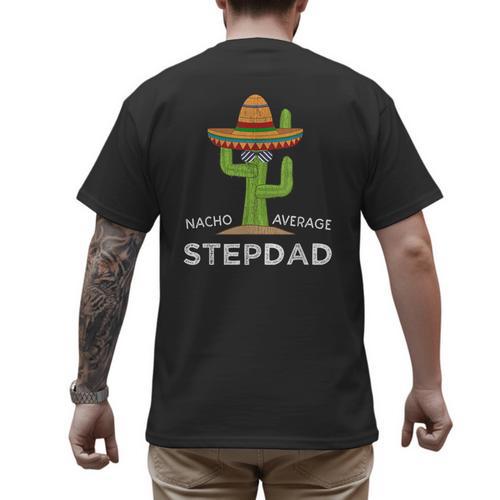 Fun Hilarious Stepfather Humor Stepdad Men's Back Print T-Shirt - Father's Day Fun