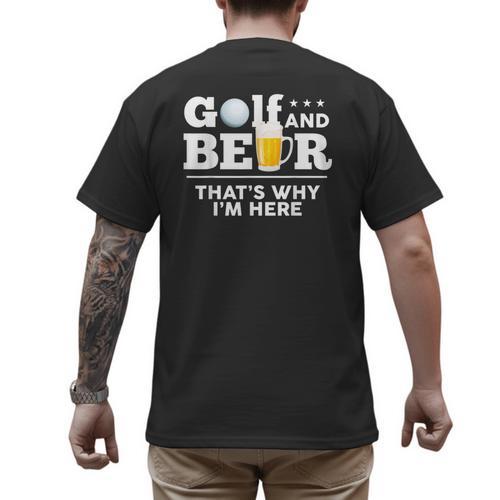 Golf And Beer Joke Dad Fathers Day Drinking Birthday Small Men's Back Print T-Shirt - Father's Day Fun