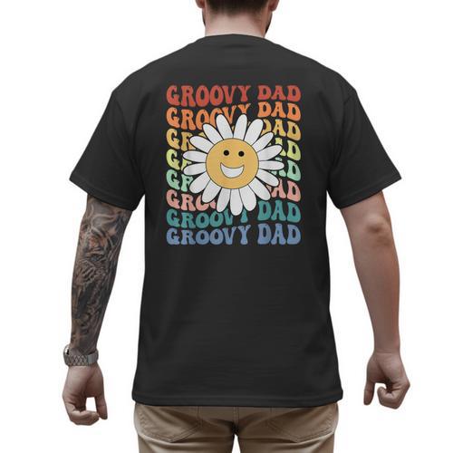 Groovy Dad Matching Outfit Fathers Day Family Retro Vintage Men's Back Print T-Shirt - Father's Day Fun