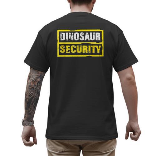 Halloween Adult Costume Dinosaur Security Dad Mom Men's Back Print T-Shirt - Father's Day Fun