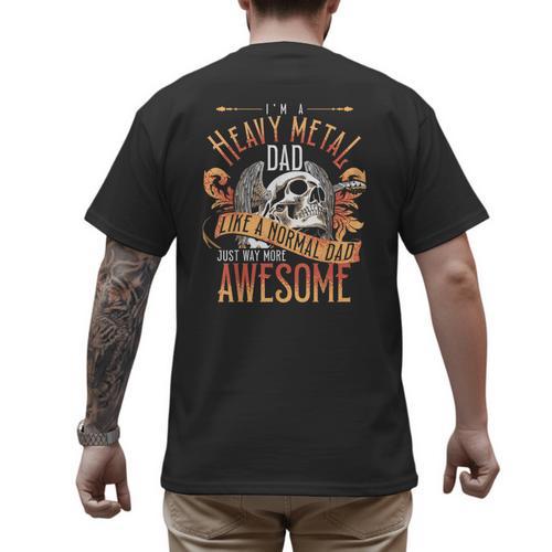 Heavy Metal Cooler Dad Punk Rock Music Lover Men's Back Print T-Shirt - Father's Day Fun