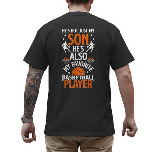 He's Also My Favorite Basketball Player Dad Basketball Dad Men's Back Print T-Shirt - Father's Day Fun