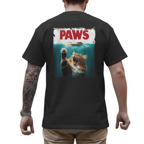 Humorous Paws Parody Cat Mouse For Cat Lover Cat Mom Cat Dad Men's Back Print T-Shirt - Father's Day Fun