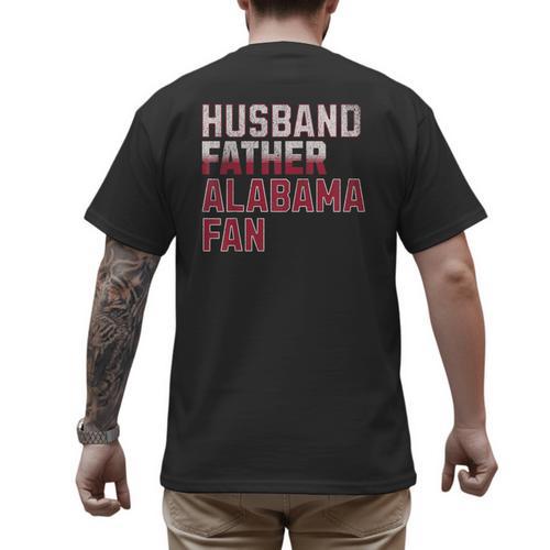 Husband Father Alabama Fan Fathers Day Alabama Dad Men's Back Print T-Shirt - Father's Day Fun