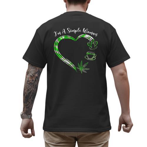 I'm A Simples Woman Loves Weed Coffee And Dog Dad Mom Men's Back Print T-Shirt - Father's Day Fun