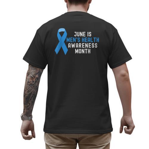June Is Men’s Health Awareness Month Ribbon For Dad Grandpa Men's Back Print T-Shirt - Father's Day Fun
