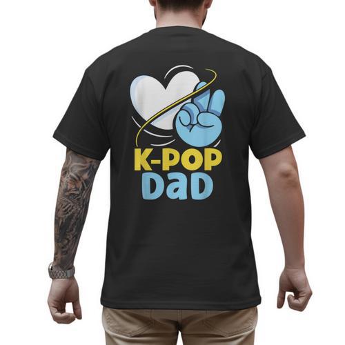 K-POP Dad Korean Lover K-Pop Music Cute Father Daddy Papa Men's Back Print T-Shirt - Father's Day Fun