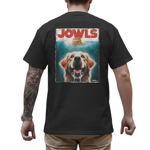 Light Golden Retriever Jowls Top Paws Cream Lab Dog Mom Dad Men's Back Print T-Shirt - Father's Day Fun