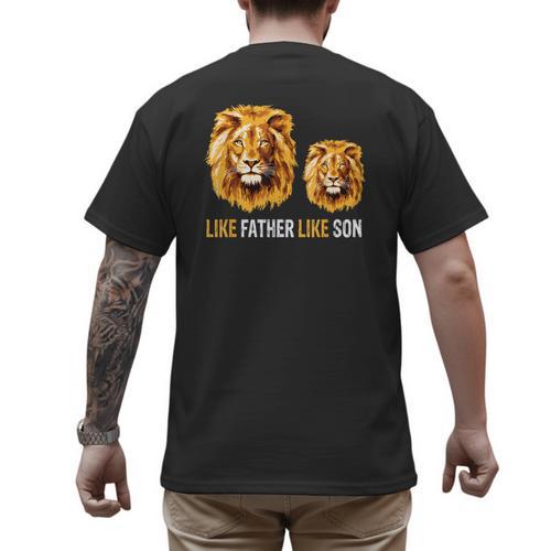 Lion Dad Like Father Like Son Lions Lovers Fathers Day Men's Back Print T-Shirt - Father's Day Fun