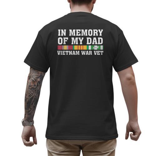 In Memory Of My Dad Vietnam Veteran Family Matching Men's Back Print T-Shirt - Father's Day Fun