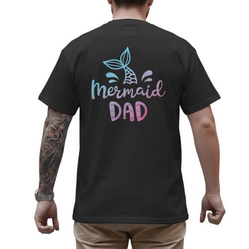 Mermaid Dad Merman Daddy Dad Family Matching Birthday Men's Back Print T-Shirt - Father's Day Fun