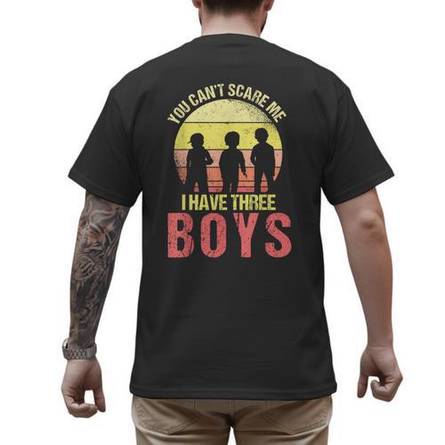 Mom Of 3 Boys Dad I Have Three Boys Dad Of 3 Boys Mom Of 3 Men's Back Print T-Shirt - Father's Day Fun