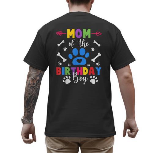 Mom And Dad Mom Of The Birthday Boy Dog Paw Family Matching Men's Back Print T-Shirt - Father's Day Fun