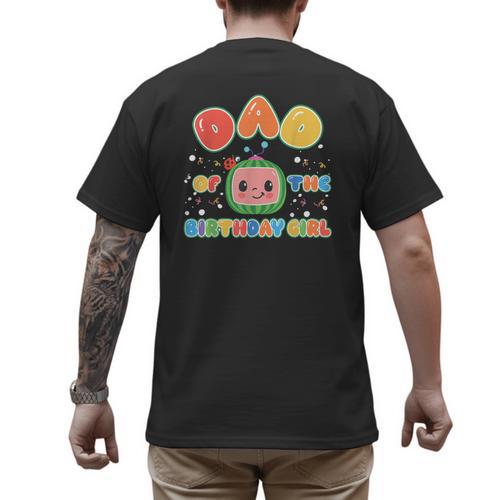 Mom And Dad Of The Birthday Girl Melon Family Matching Men's Back Print T-Shirt - Father's Day Fun