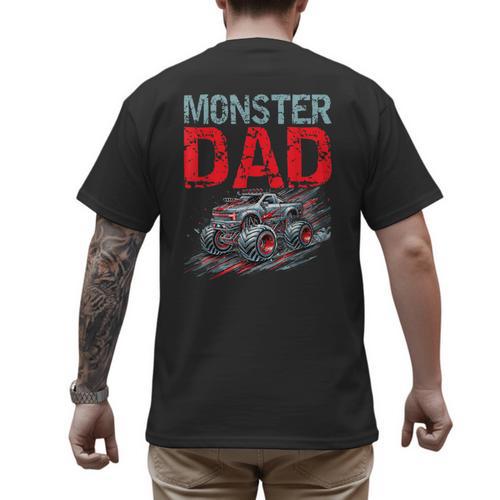 Monster Truck Dad Father's Day Men Men's Back Print T-Shirt - Father's Day Fun