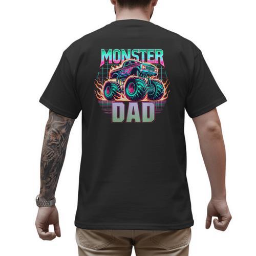 Monster Truck Dad Monster Truck Are My Jam Truck Lovers Men's Back Print T-Shirt - Father's Day Fun