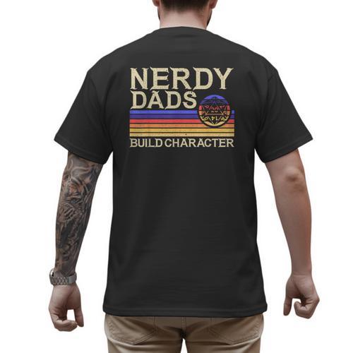 Nerdy Dad RPG Gaming D20 Tabletop Games RPG Gamer Men's Back Print T-Shirt - Father's Day Fun