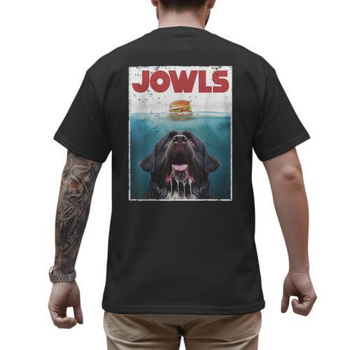 Newfoundland Dog Newfie Lab Jowls Burger Dog Mom Dad Men's Back Print T-Shirt - Father's Day Fun