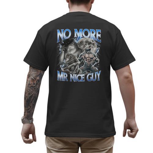 No More Mr Nice Guy Alpha Wolf Meme Dad Papa Men Men's Back Print T-Shirt - Father's Day Fun