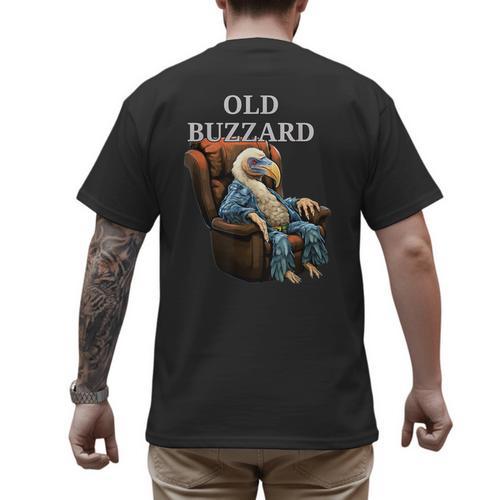 Old Buzzard Bird Old Man Grandpa Recliner Dads Joke Men's Back Print T-Shirt - Father's Day Fun