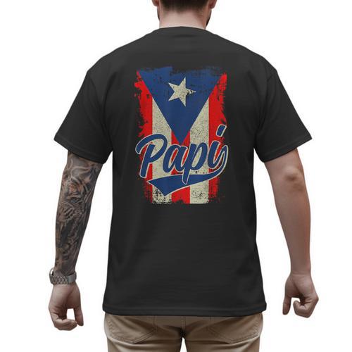 Papi Puerto Rican Dad Puerto Rico Pride Boricua Father's Day Men's Back Print T-Shirt - Father's Day Fun
