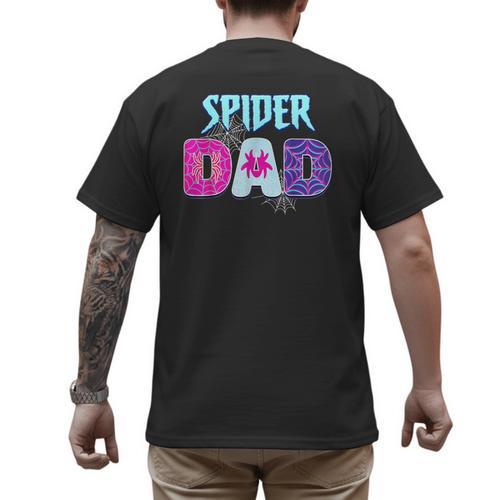 Parents Mom Spider Dad Matching Family Birthday Men's Back Print T-Shirt - Father's Day Fun