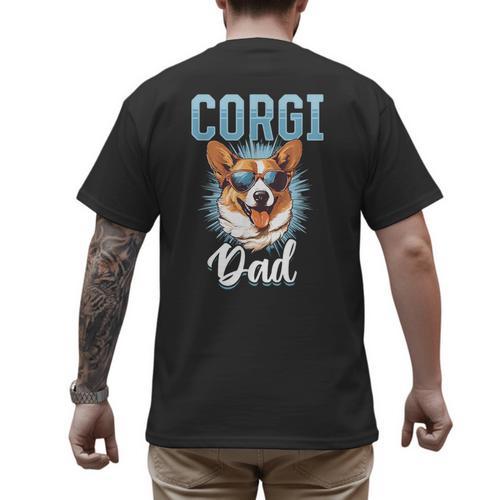 Pembroke Welsh Corgi Corgi Dad Men's Back Print T-Shirt - Father's Day Fun