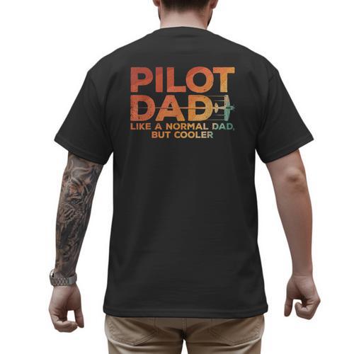 Pilot Dad Art For Men Father Aviation Airplane Pilot Men's Back Print T-Shirt - Father's Day Fun