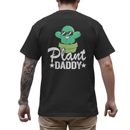 Plant Daddy Cactus Gardener Jokes Grandpa Plant Dad Men's Back Print T-Shirt - Father's Day Fun