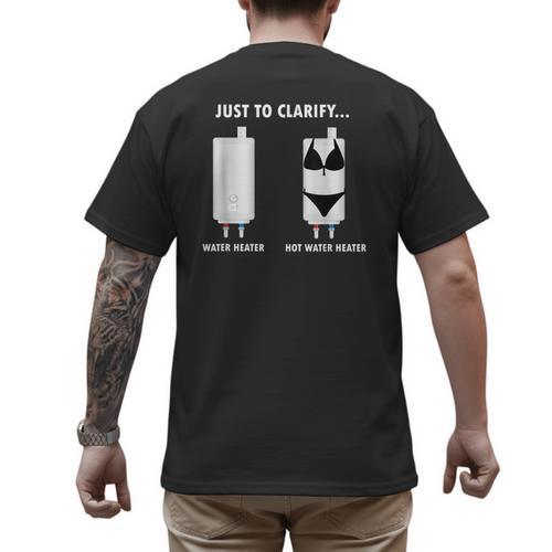 Plumber Hot Water Heater Plumbing Dad Joke Men's Back Print T-Shirt - Father's Day Fun