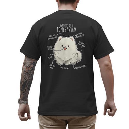 Pomeranian Anatomy Cute Pet Pom Mom Dog Dad For Men Women Girls Kids Men's Back Print T-Shirt - Father's Day Fun